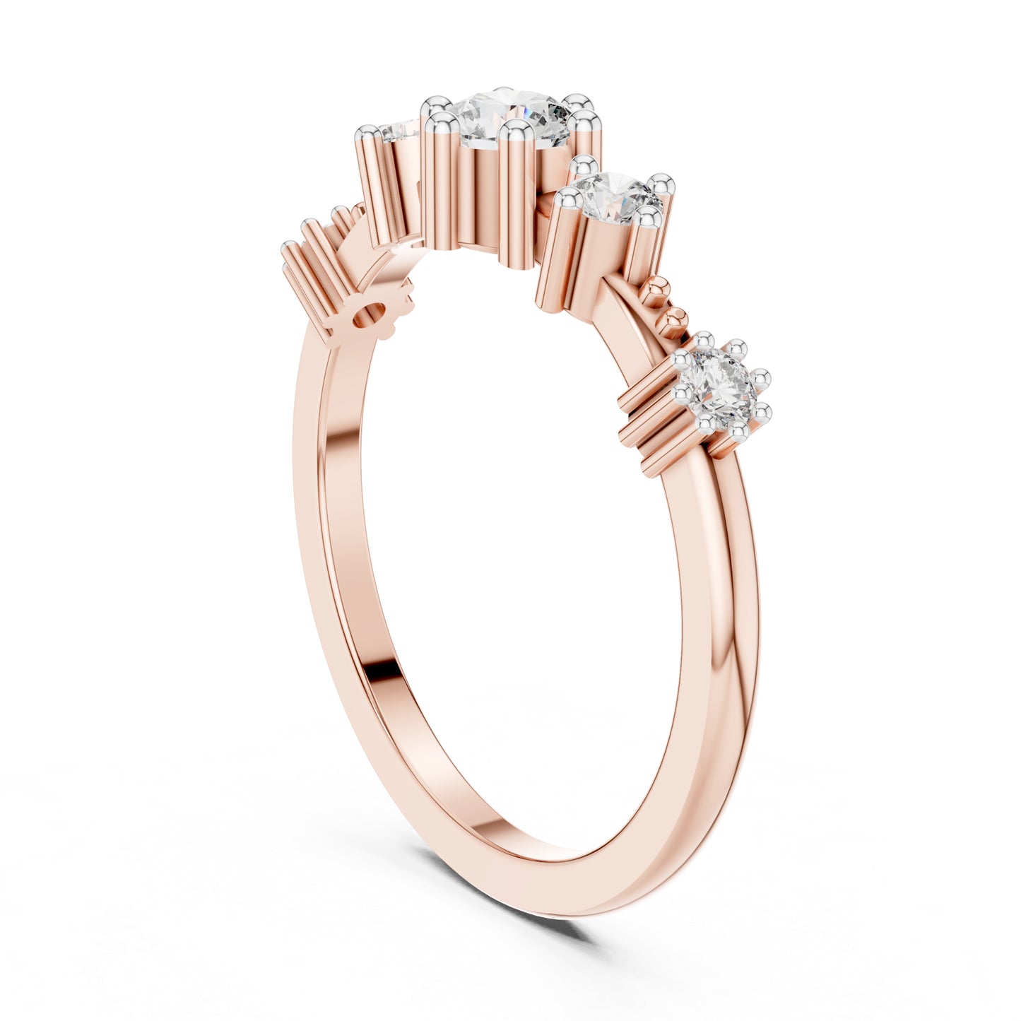 14K Rose Gold Round Lab-Grown Diamond Drop Ring for Women | Party Wear | Pure Carat