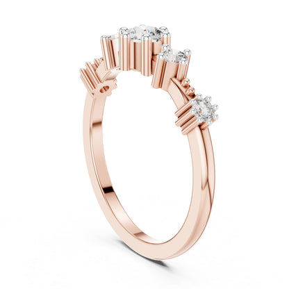 14K Rose Gold Round Lab-Grown Diamond Drop Ring for Women | Party Wear | Pure Carat