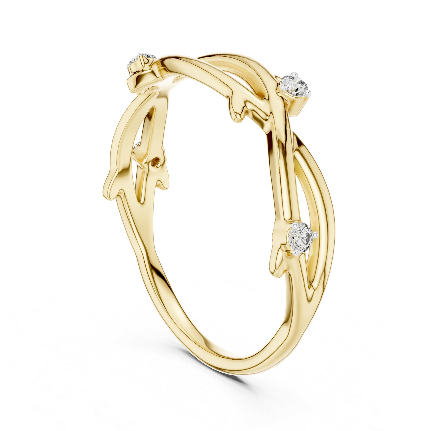 18K Yellow Gold Round Lab-Grown Diamond Stud Ring for Women | Wedding Wear | Pure Carat