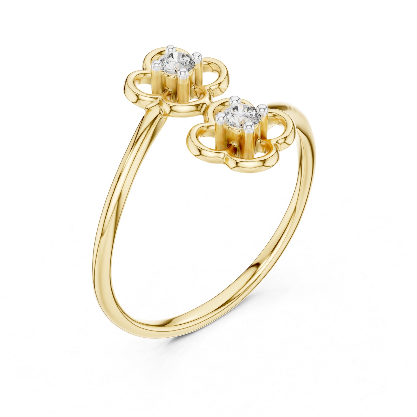 18K White Gold Round Lab-Grown Diamond Stud Ring for Women | Party Wear | Pure Carat