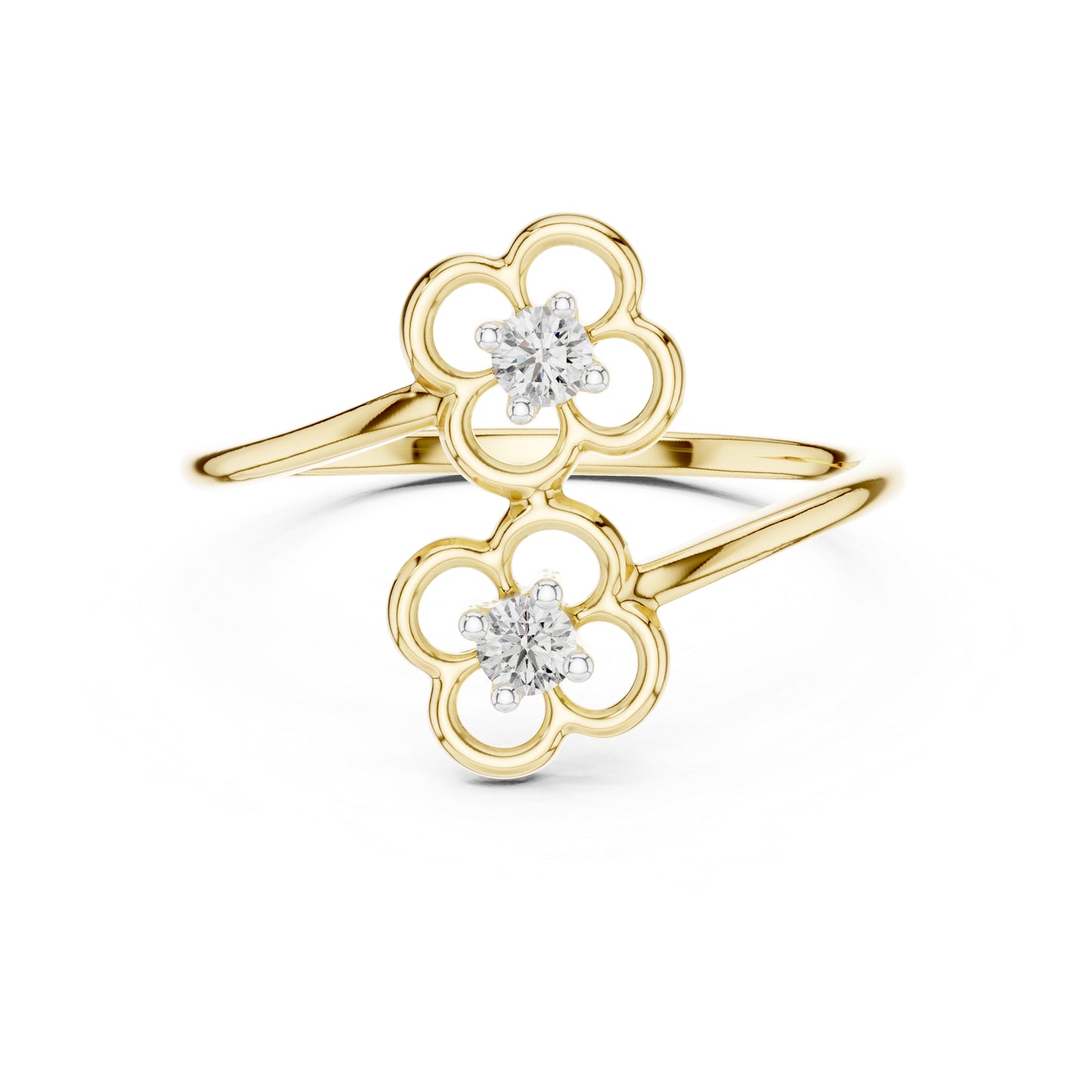 18K White Gold Round Lab-Grown Diamond Stud Ring for Women | Party Wear | Pure Carat