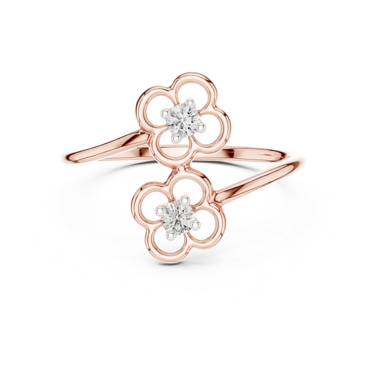 18K White Gold Round Lab-Grown Diamond Stud Ring for Women | Party Wear | Pure Carat