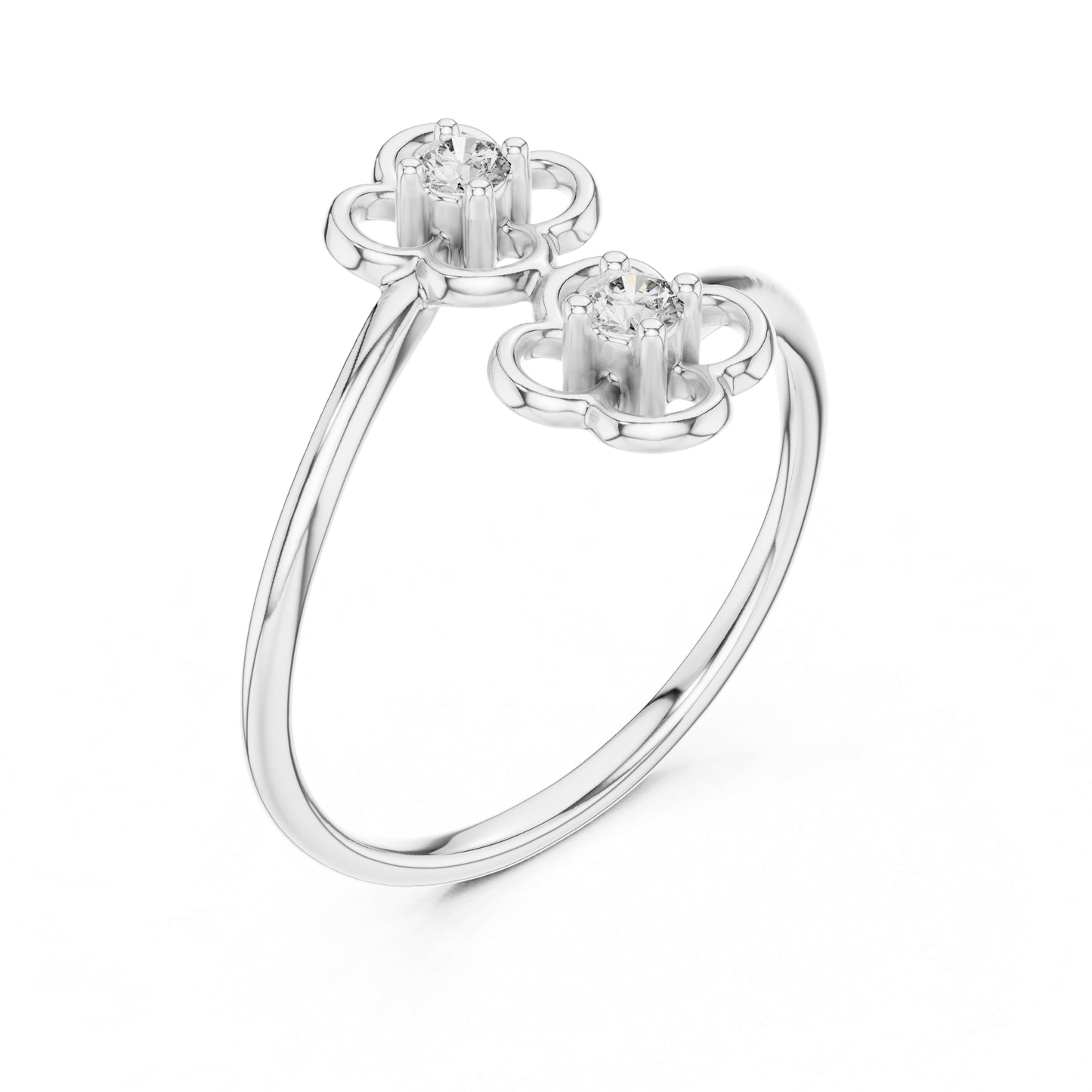 18K White Gold Round Lab-Grown Diamond Stud Ring for Women | Party Wear | Pure Carat