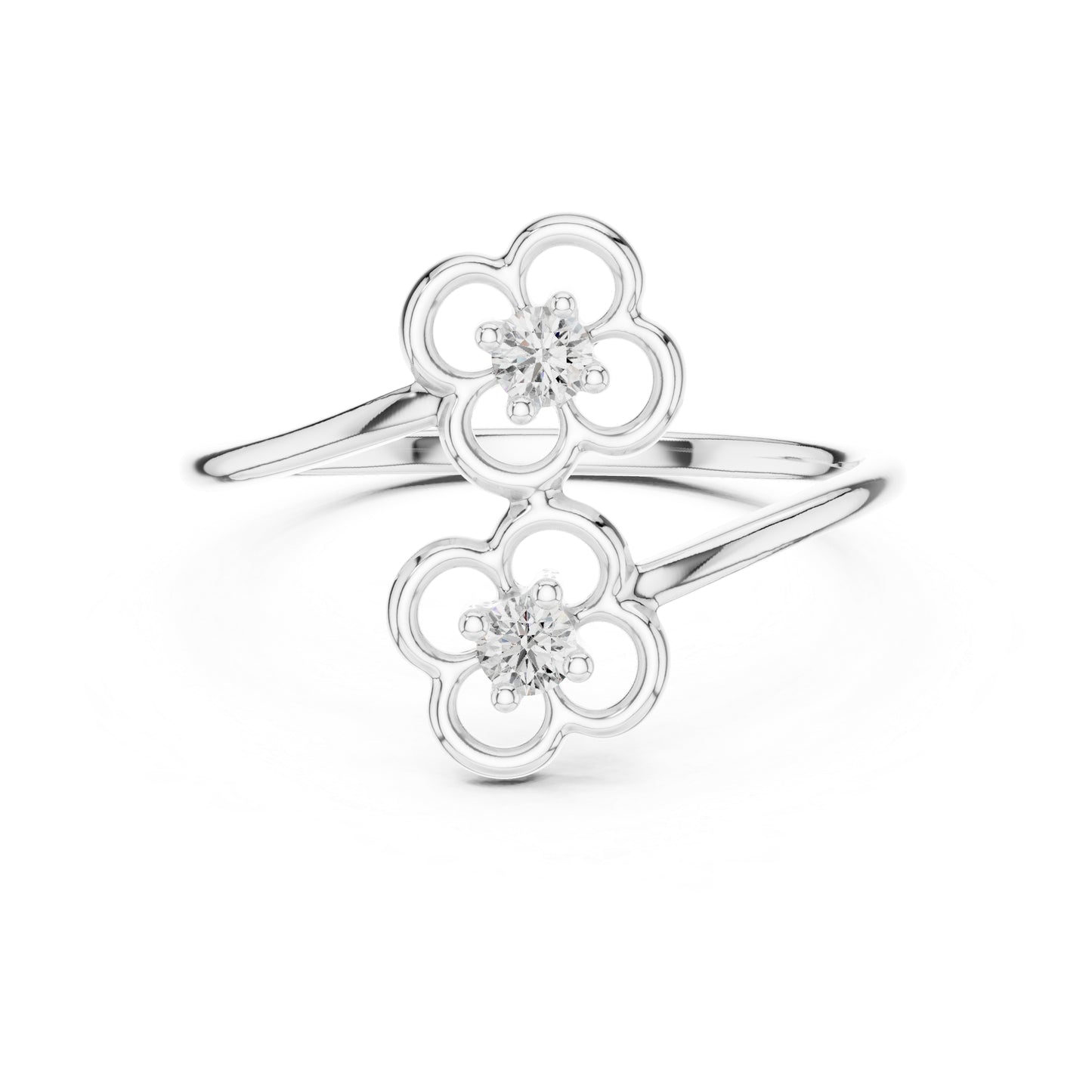 18K White Gold Round Lab-Grown Diamond Stud Ring for Women | Party Wear | Pure Carat