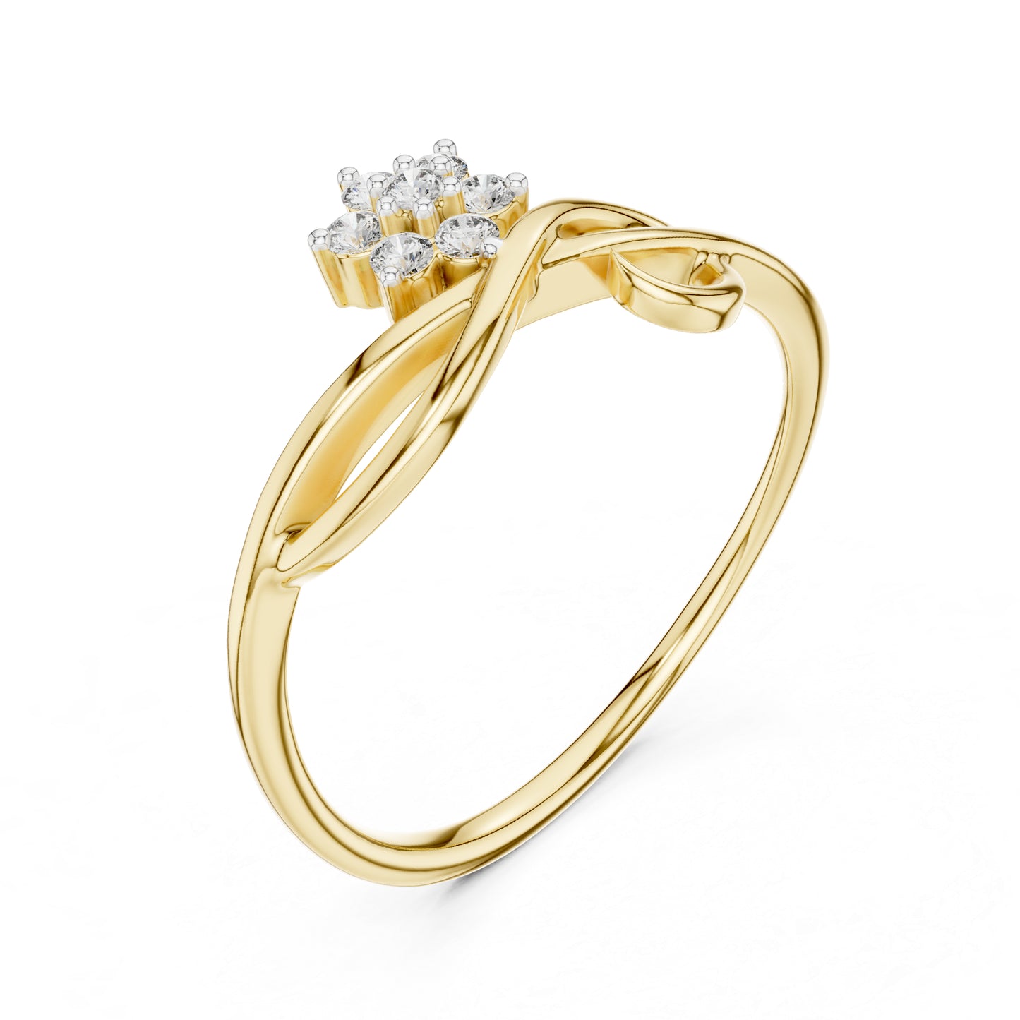 14K Yellow Gold Round Lab-Grown Diamond Stud Ring for Women | Engagement Wear | Pure Carat