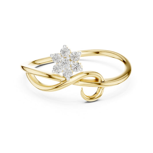 14K Yellow Gold Round Lab-Grown Diamond Stud Ring for Women | Engagement Wear | Pure Carat