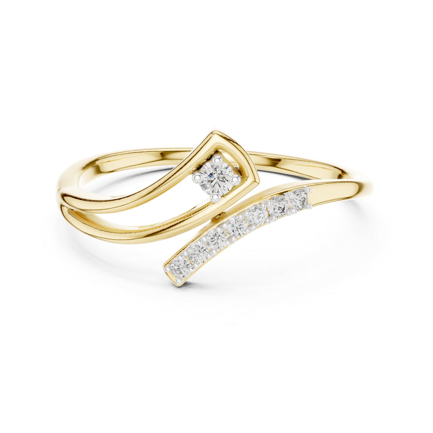 14K Yellow Gold Round Lab-Grown Diamond Ring for Women | Office Wear | Pure Carat