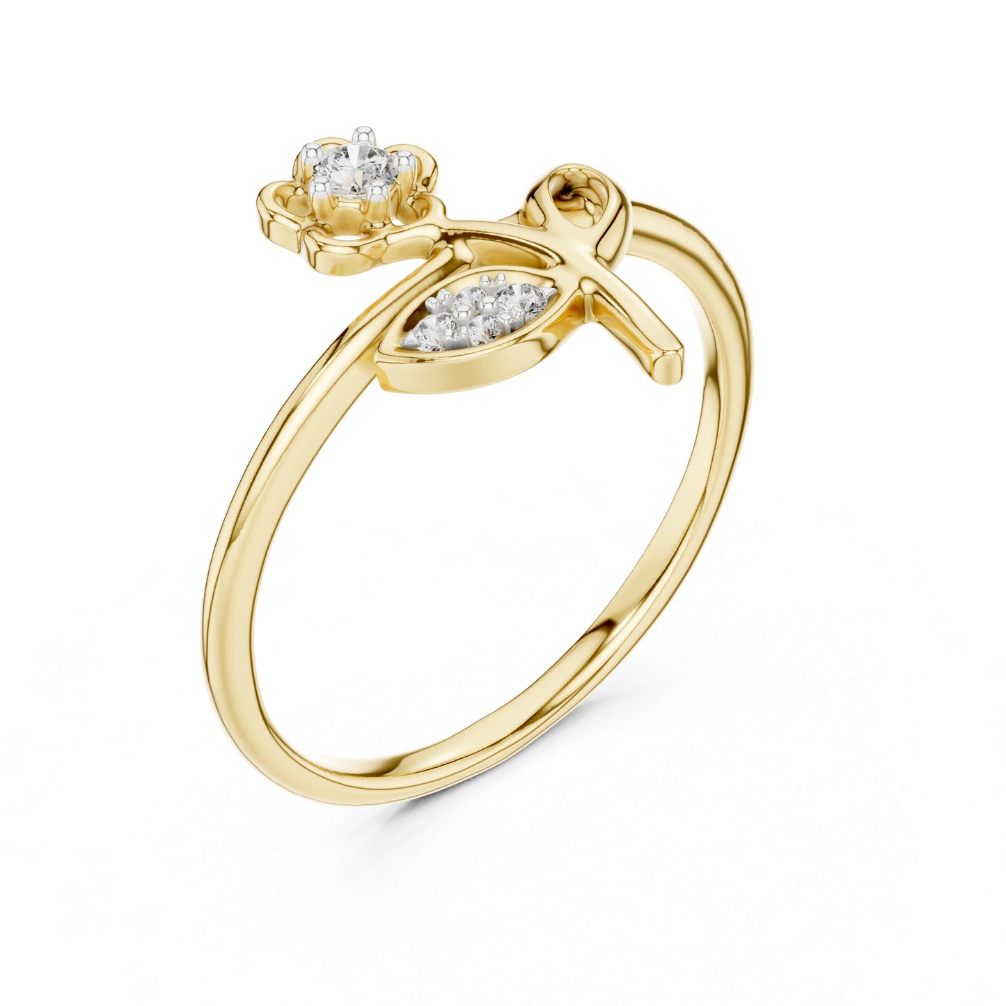 18K Yellow Gold Round Lab-Grown Diamond Ring for Women | Party Wear | Pure Carat