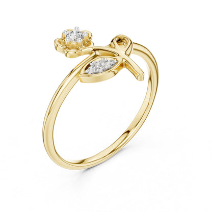 18K Yellow Gold Round Lab-Grown Diamond Ring for Women | Party Wear | Pure Carat