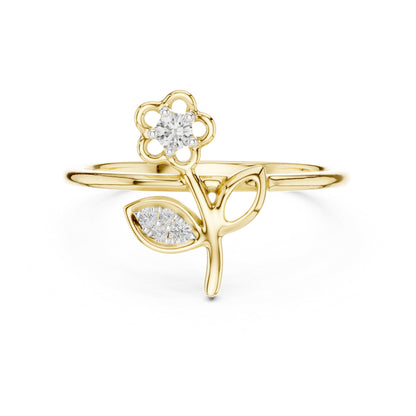18K Yellow Gold Round Lab-Grown Diamond Ring for Women | Party Wear | Pure Carat