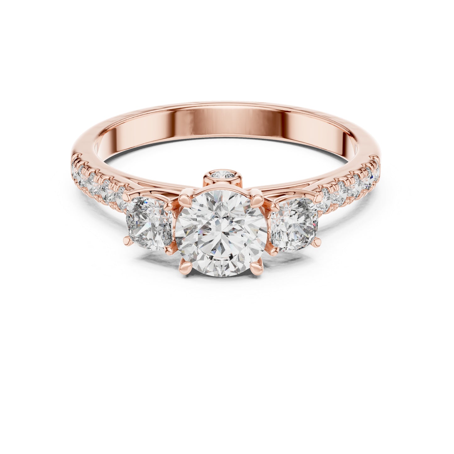 18K Rose Gold Round & Cushion Lab-Grown Diamond Solitaire Ring | PureCarat