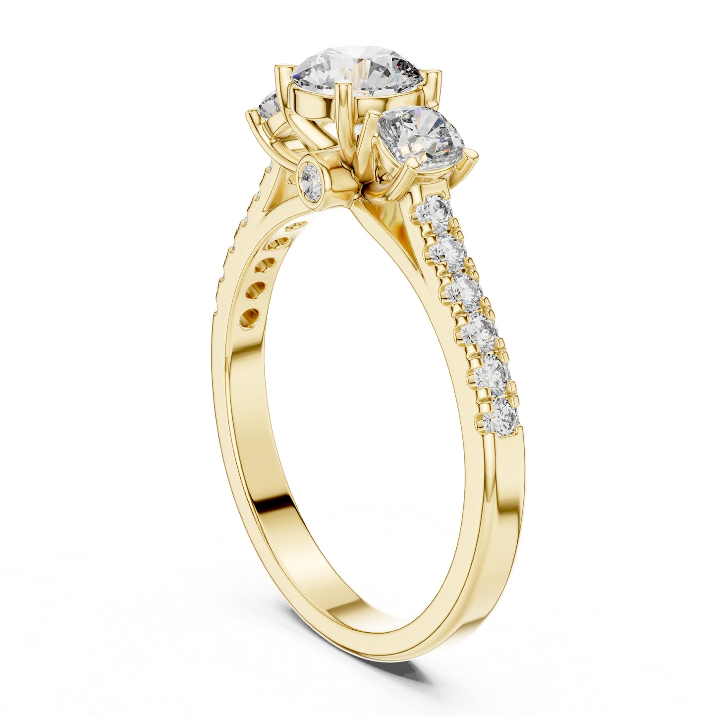 18K Rose Gold Round & Cushion Lab-Grown Diamond Solitaire Ring | PureCarat