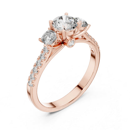 18K Rose Gold Round & Cushion Lab-Grown Diamond Solitaire Ring | PureCarat