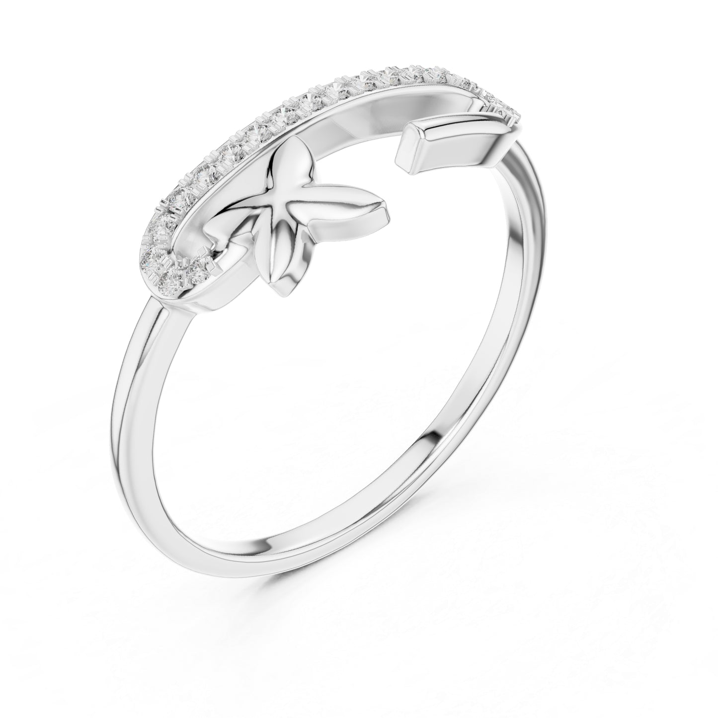 14K White Gold Round Lab-Grown Diamond Stud Ring for Women | Wedding Wear | Pure Carat