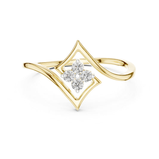 14K Yellow Gold Round Lab-Grown Diamond Ring for Women | Bridal Wear | Pure Carat