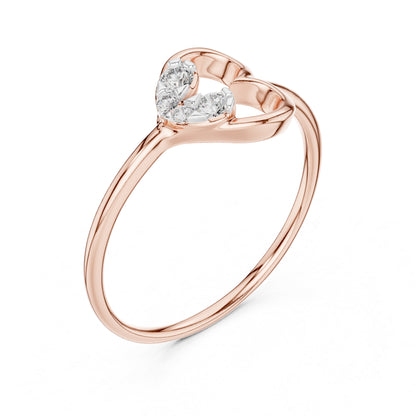 18K Rose Gold Round Lab-Grown Diamond Ring for Women | Party Wear | Pure Carat
