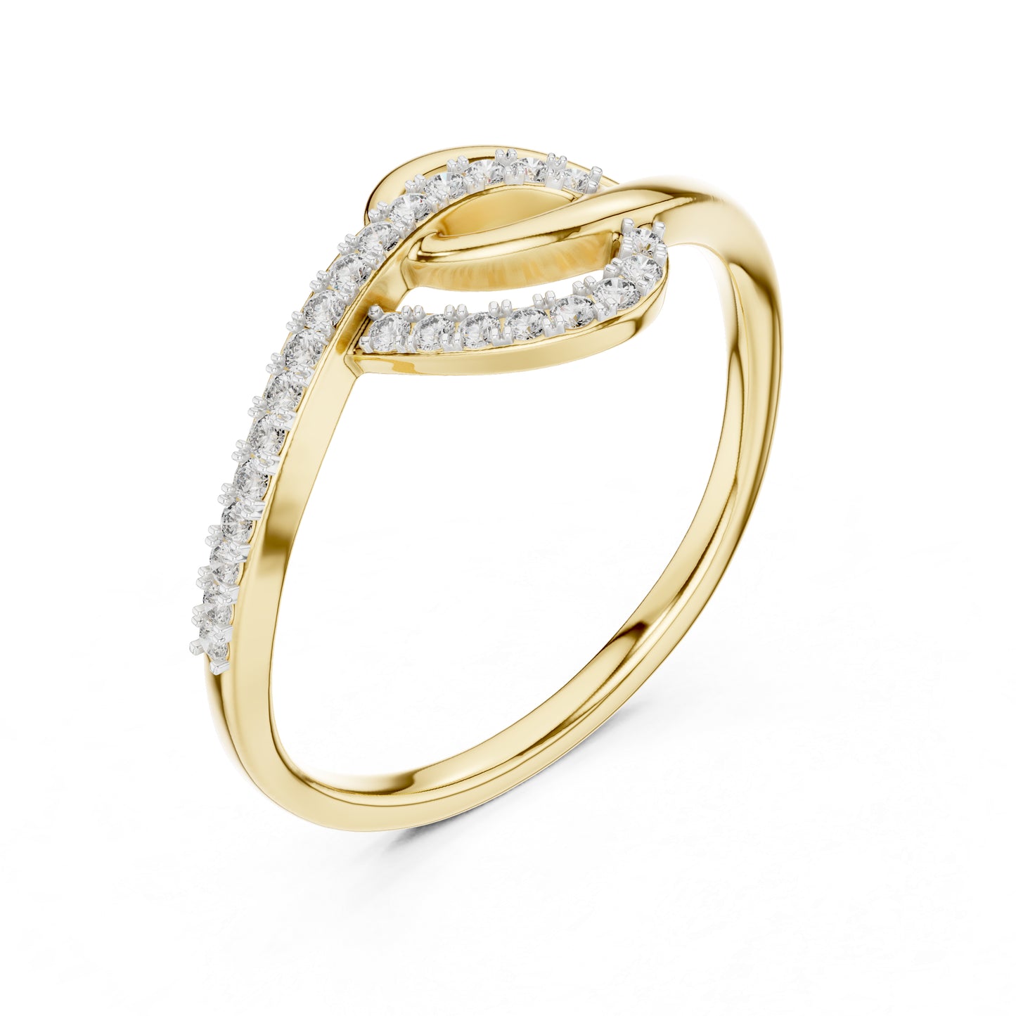 18K Yellow Gold Round Lab-Grown Diamond Drop Ring for Women | Wedding Wear | Pure Carat