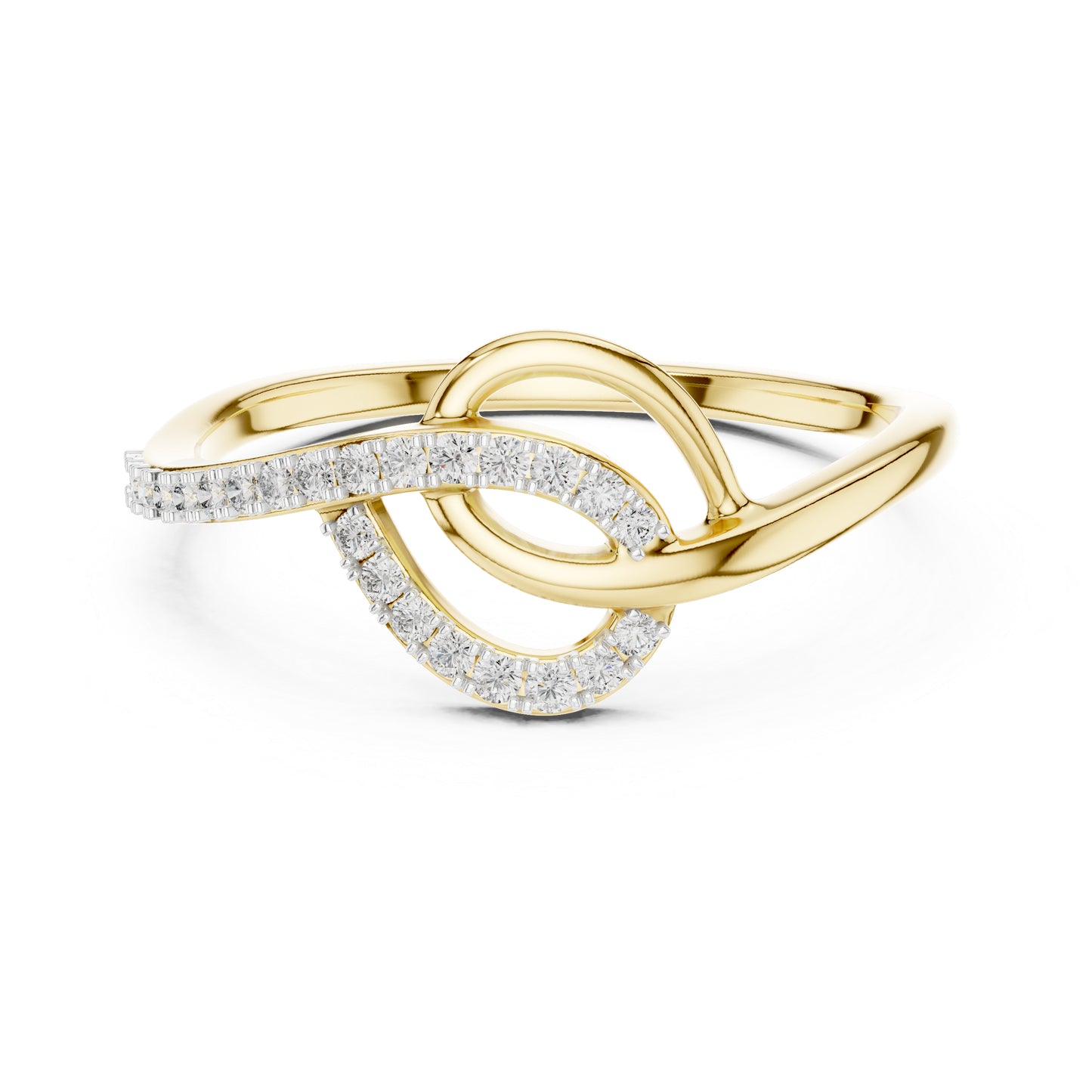 18K Yellow Gold Round Lab-Grown Diamond Drop Ring for Women | Wedding Wear | Pure Carat