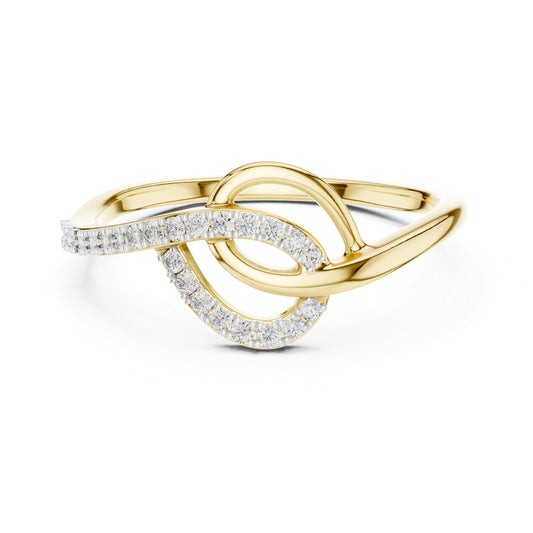 18K Yellow Gold Round Lab-Grown Diamond Drop Ring for Women | Wedding Wear | Pure Carat