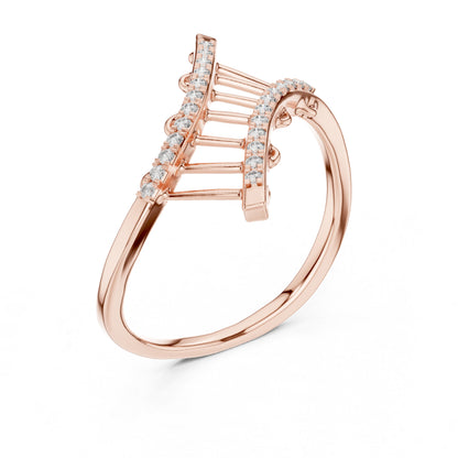 18K Rose Gold Round Lab-Grown Diamond Stud Ring for Women | Office Wear | Pure Carat