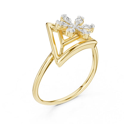 14K White Gold Round Lab-Grown Diamond Drop Ring for Women | Everyday Wear | Pure Carat