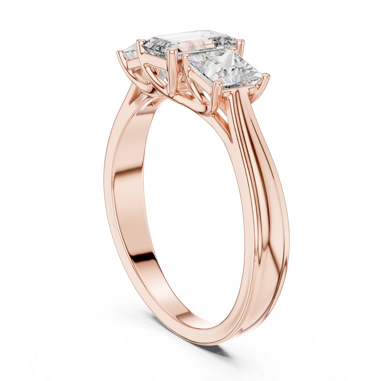 Princess & Emerald Lab-Grown Diamond Engagement Ring in 18K Yellow Gold