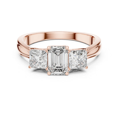Princess & Emerald Lab-Grown Diamond Engagement Ring in 18K Yellow Gold