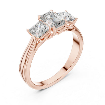 Princess & Emerald Lab-Grown Diamond Engagement Ring in 18K Yellow Gold