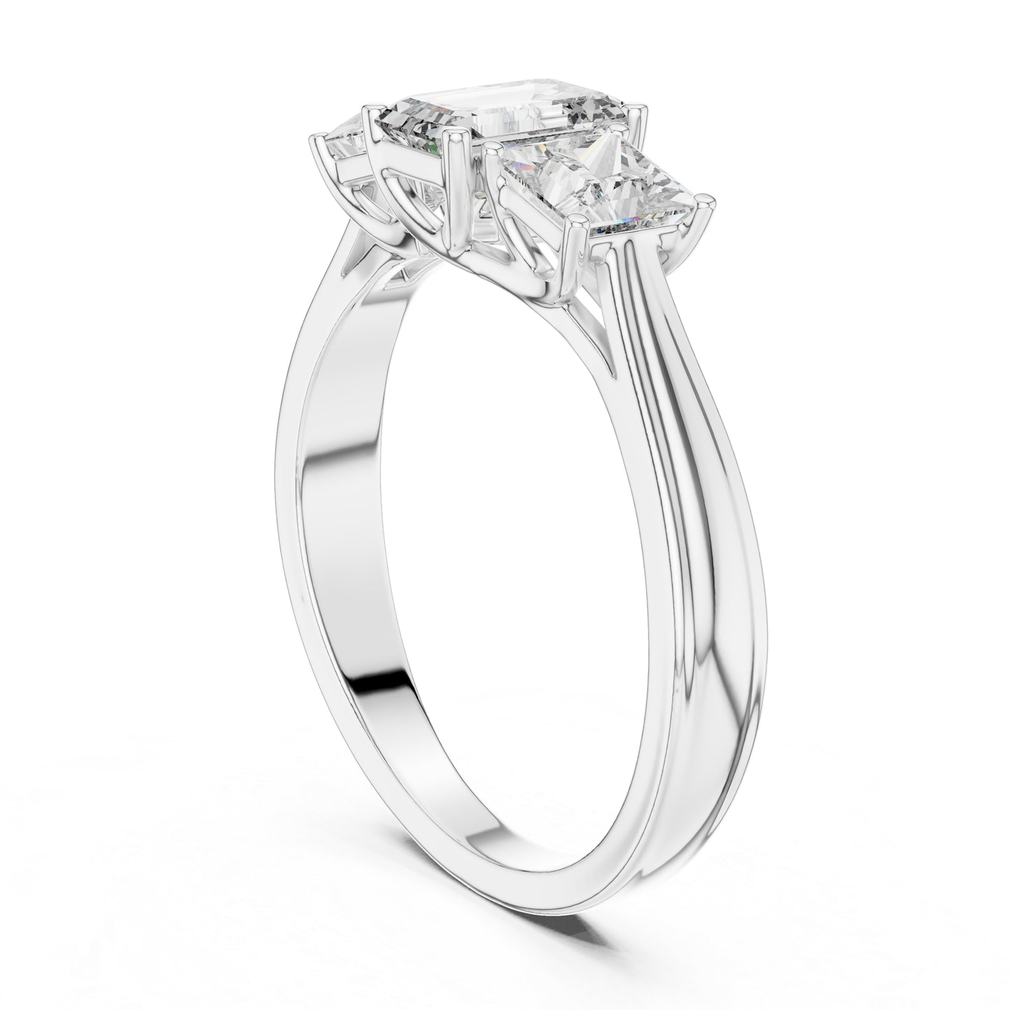 Princess & Emerald Lab-Grown Diamond Engagement Ring in 18K Yellow Gold