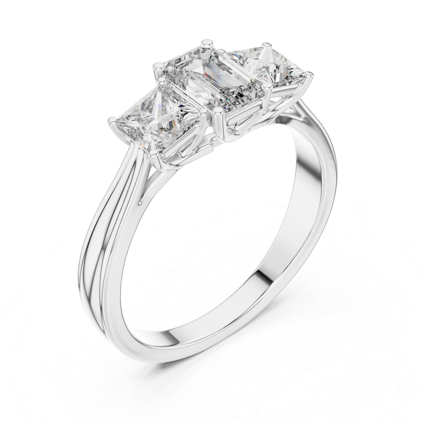 Princess & Emerald Lab-Grown Diamond Engagement Ring in 18K Yellow Gold