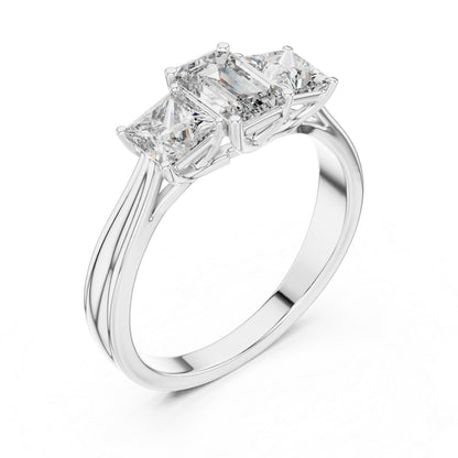 Princess & Emerald Lab-Grown Diamond Engagement Ring in 18K Yellow Gold
