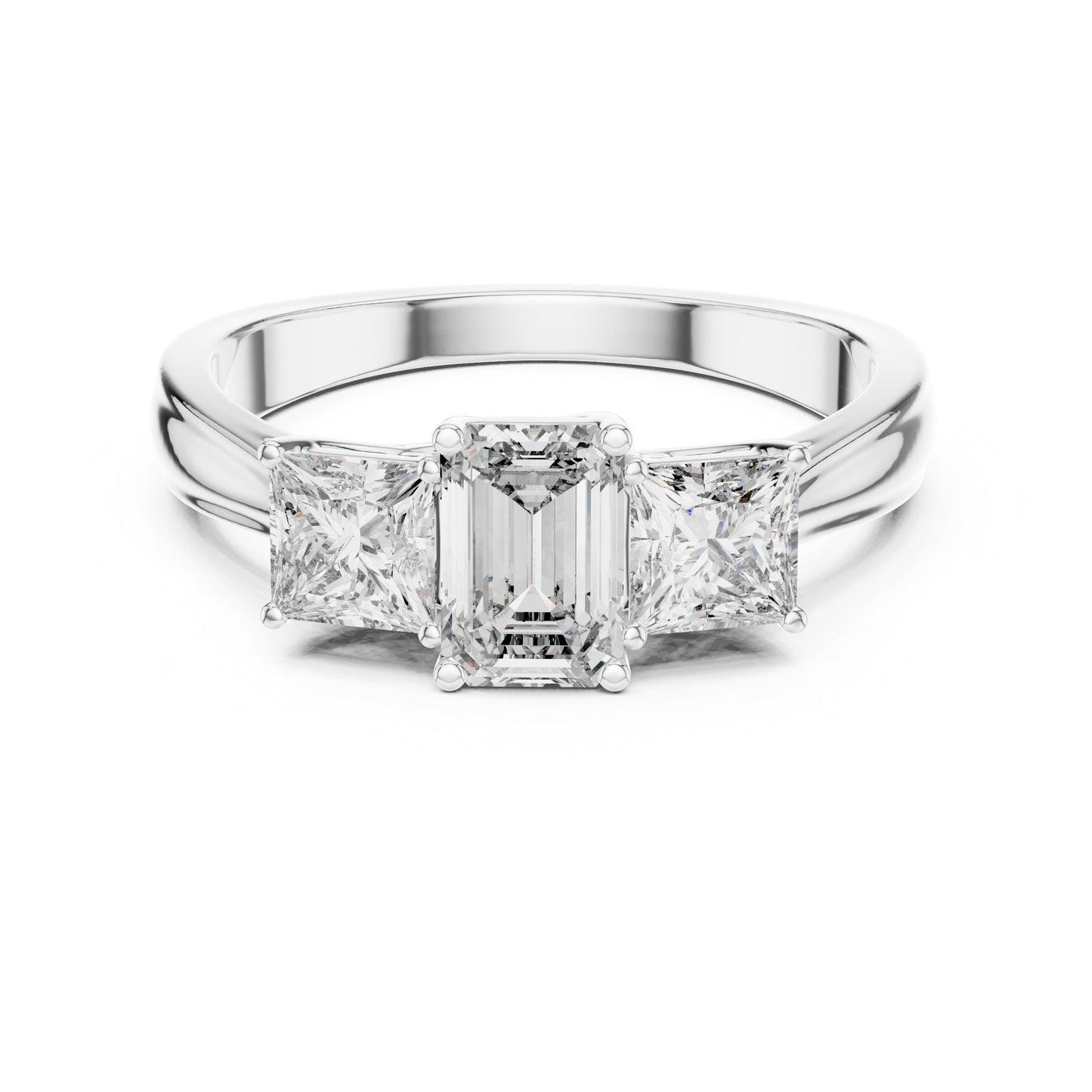 Princess & Emerald Lab-Grown Diamond Engagement Ring in 18K Yellow Gold