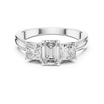 Princess & Emerald Lab-Grown Diamond Engagement Ring in 18K Yellow Gold