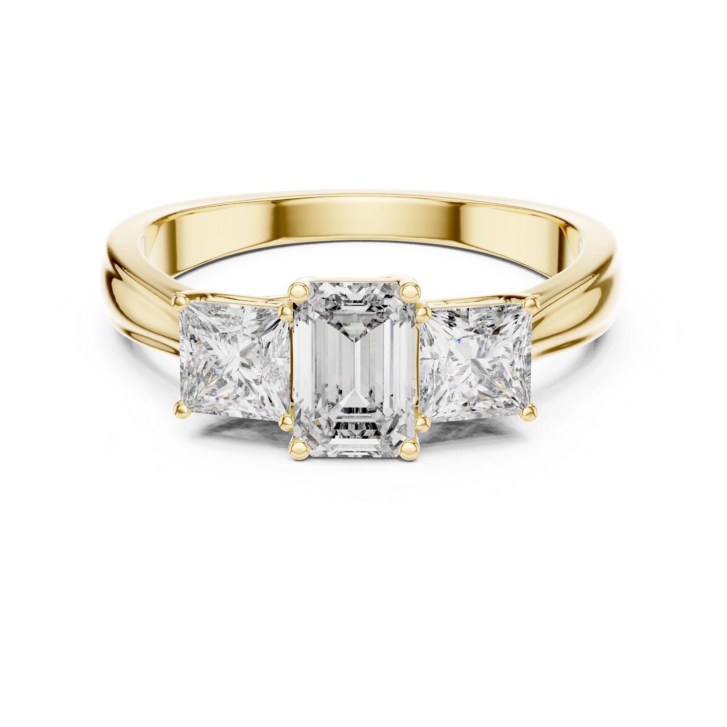 Princess & Emerald Lab-Grown Diamond Engagement Ring in 18K Yellow Gold