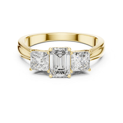 Princess & Emerald Lab-Grown Diamond Engagement Ring in 18K Yellow Gold