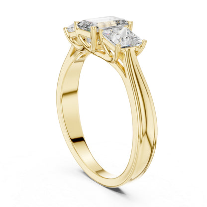 Princess & Emerald Lab-Grown Diamond Engagement Ring in 18K Yellow Gold