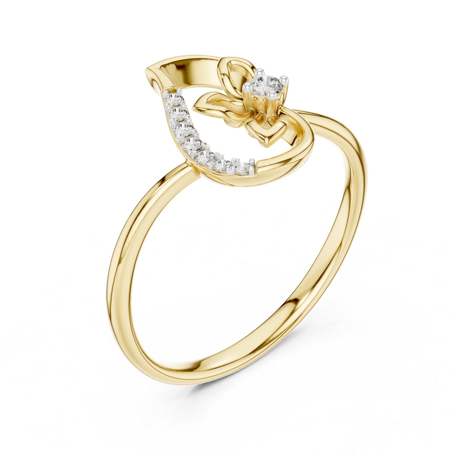 18K Yellow Gold Round Lab-Grown Diamond Ring for Women | Bridal Wear | Pure Carat