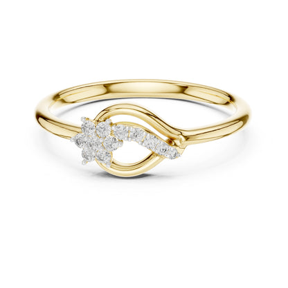 18K Yellow Gold Round Lab-Grown Diamond Stud Ring for Women | Party Wear | Pure Carat