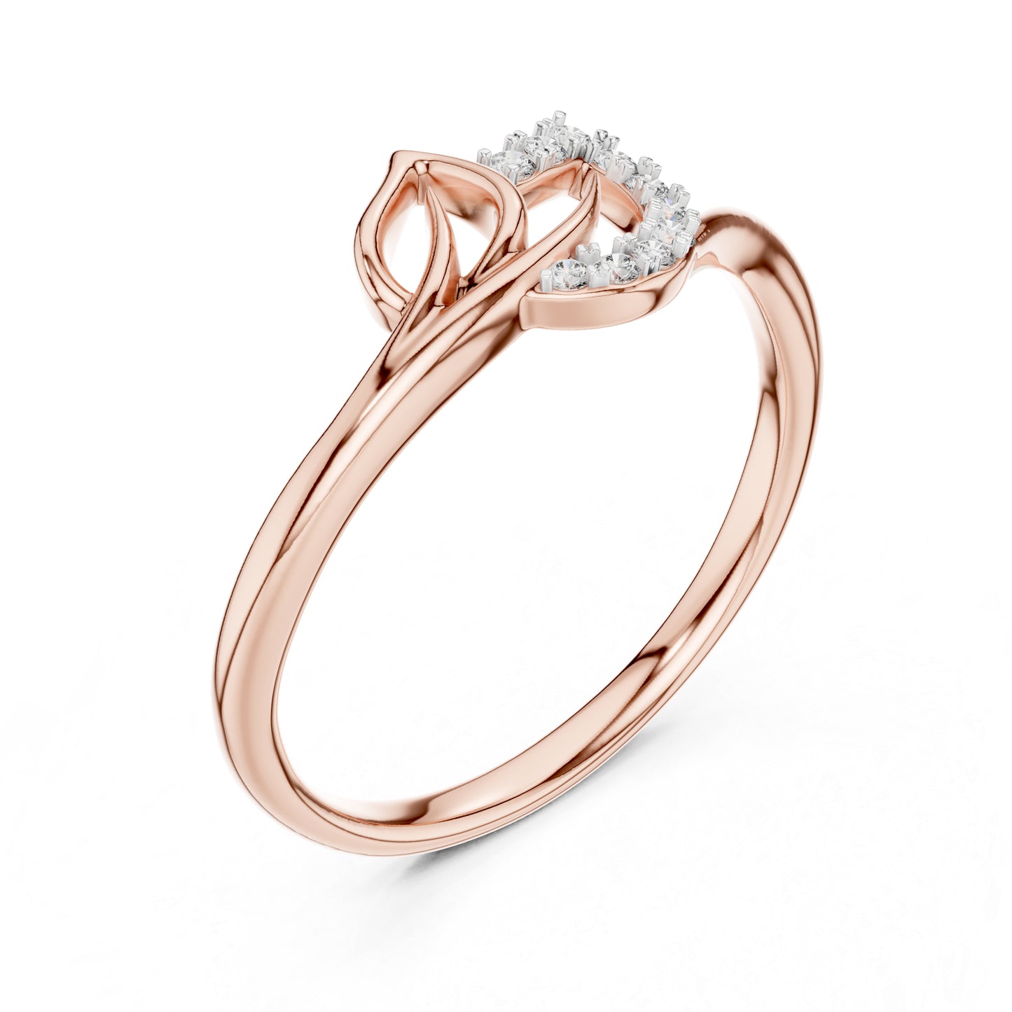14K Rose Gold Round Lab-Grown Diamond Drop Ring for Women | Wedding Wear | Pure Carat