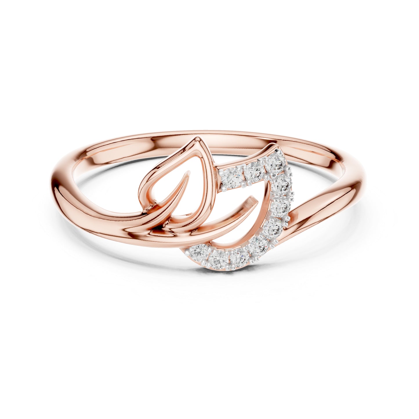 14K Rose Gold Round Lab-Grown Diamond Drop Ring for Women | Wedding Wear | Pure Carat