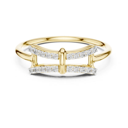 14K Yellow Gold Round Lab-Grown Diamond Drop Ring for Women | Bridal Wear | Pure Carat