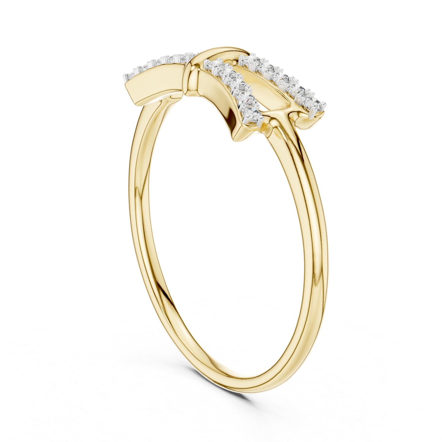 14K Yellow Gold Round Lab-Grown Diamond Drop Ring for Women | Bridal Wear | Pure Carat