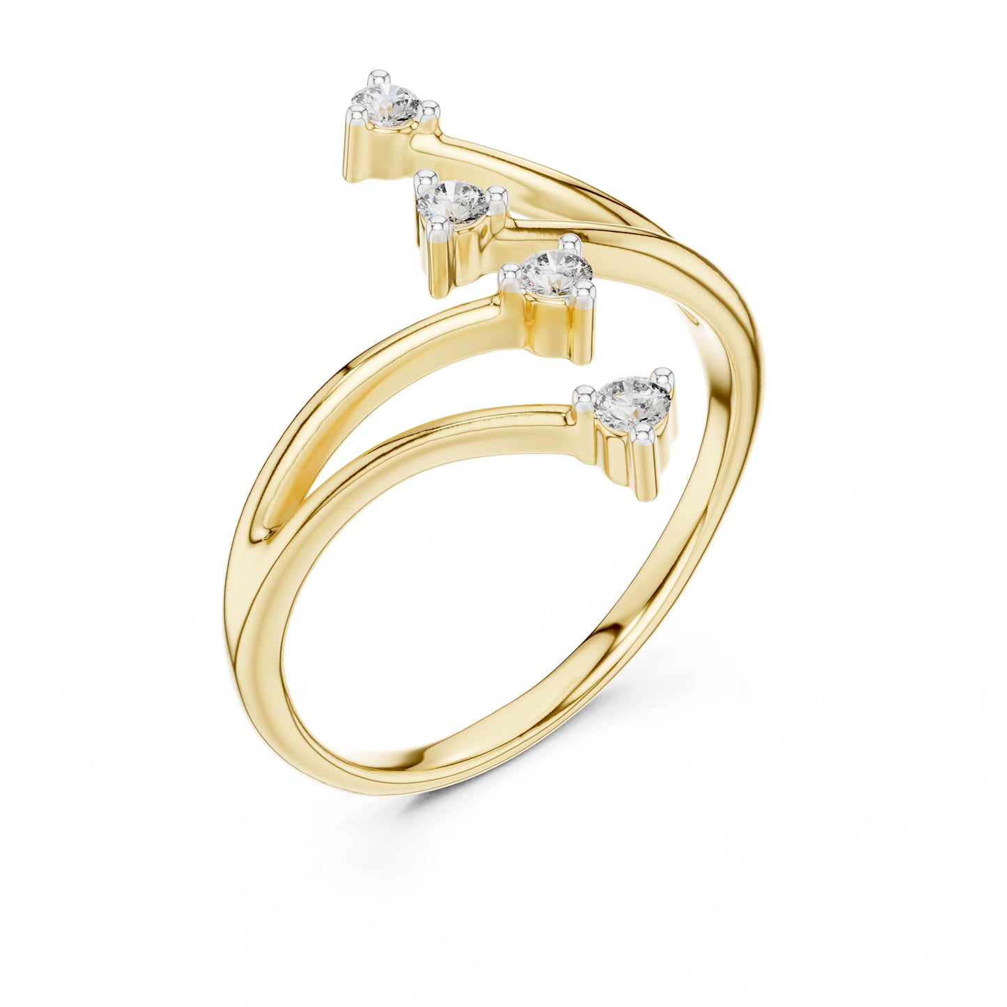 18K Yellow Gold Round Lab-Grown Diamond Stud Ring for Women | Party Wear | Pure Carat