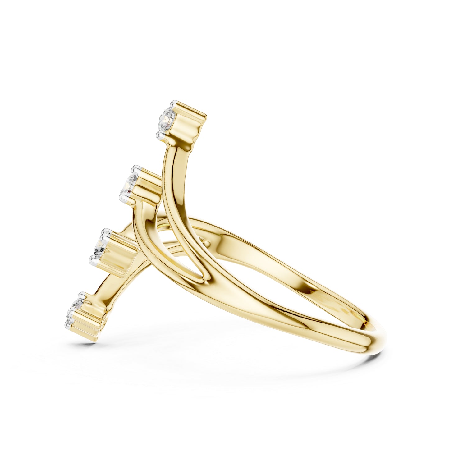 18K Yellow Gold Round Lab-Grown Diamond Stud Ring for Women | Party Wear | Pure Carat