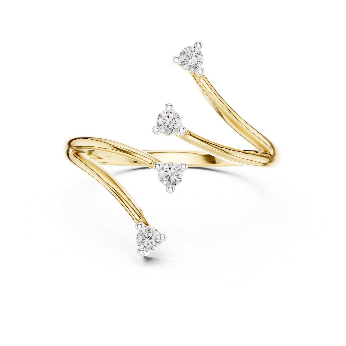 18K Yellow Gold Round Lab-Grown Diamond Stud Ring for Women | Party Wear | Pure Carat