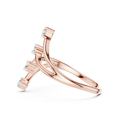 18K Yellow Gold Round Lab-Grown Diamond Stud Ring for Women | Party Wear | Pure Carat