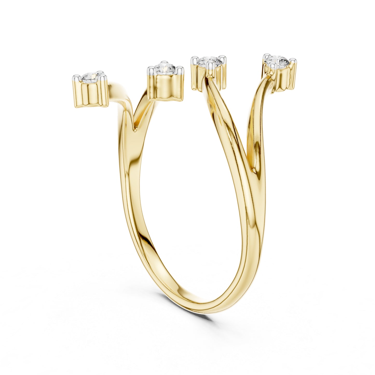 18K Yellow Gold Round Lab-Grown Diamond Stud Ring for Women | Party Wear | Pure Carat