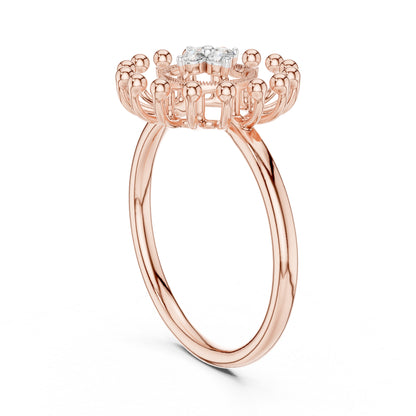 18K Rose Gold Round Lab-Grown Diamond Drop Ring for Women | Anniversary Gift | Pure Carat