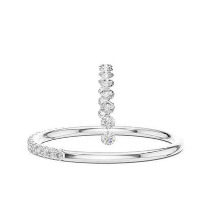 18K White Gold Round Lab-Grown Diamond Drop Ring for Women | Bridal Wear | Pure Carat