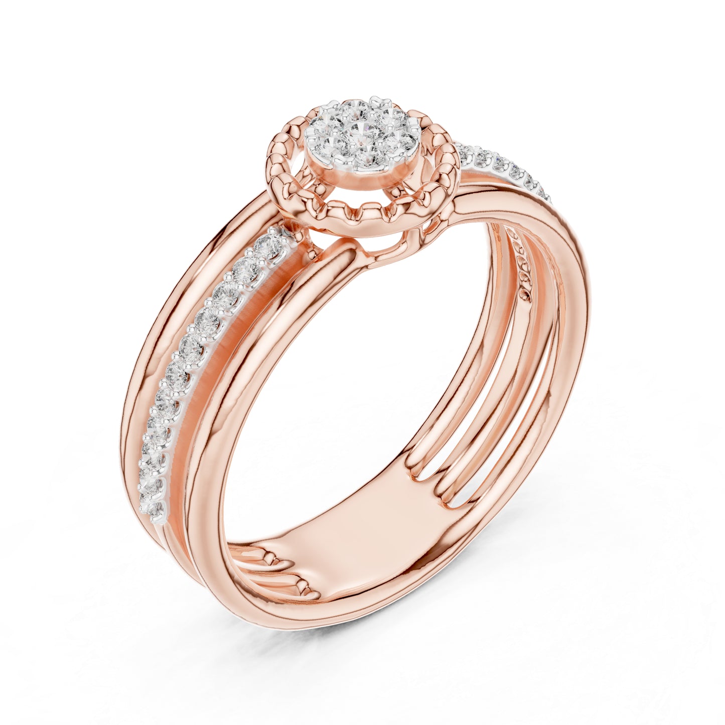 18K Rose Gold Round Lab-Grown Diamond Ring for Women | Party Wear | Pure Carat